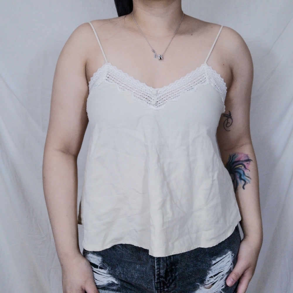 NWT Zara Cream Camisole Linen Blend Tank Top